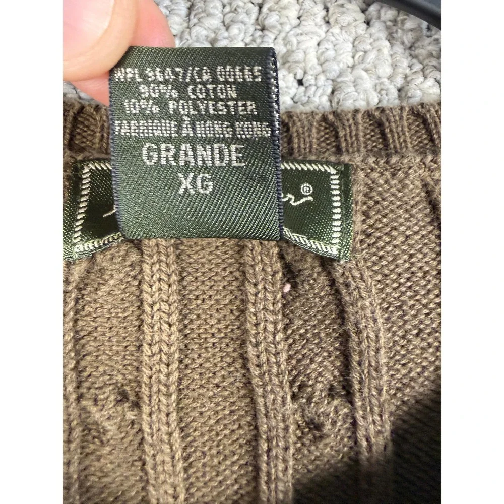Eddie Bauer Y2K Cardigan Womens XL Tall Brown Cable Knit Sweater Grandma Preppy